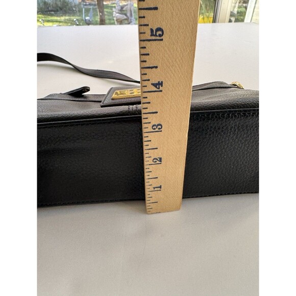 Tignanello Black Leather Crossbody Bag Adjustable Strap Gold Hardware - Picture 8 of 13